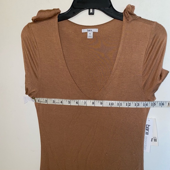 SOLD - Bar III Womens Chocolate Brown Long Sleeve V-Neck Jersey Dress (NWT) LP - Picture 5 of 10